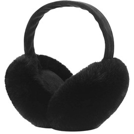 SUGSHYN Earmuffs for Women Girls Soft Ski Accessories Foldable Plush Thermal Wind Protection Unisex Fashion Winter Gift Warm and Cold White One Size, black
