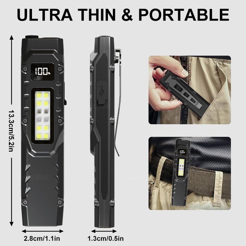 LUXJUMPER Rechargeable Flashlight Magnetic - 700 Lumens Flat Flashlights Rechargeable