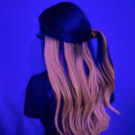 Hot Pink Glow in the Dark Clip In Hair Extensions 20 Inch Synthetic Highlight Hair Accessories 10PCS