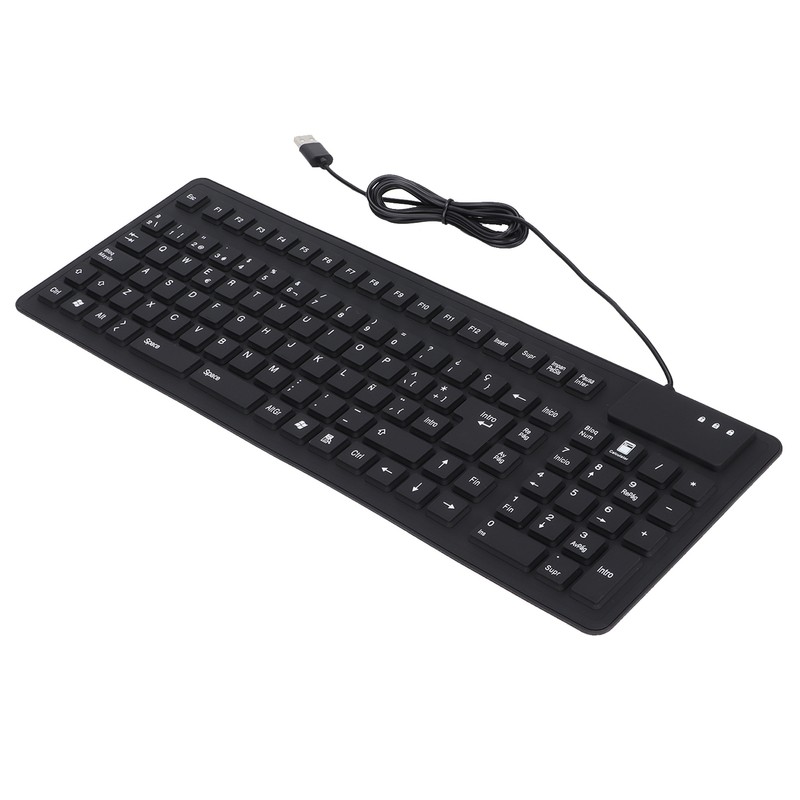 Keyboard 108 Key Spanish USB Wired Portable Foldable Quiet Waterproof