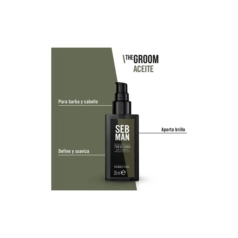 Tratamiento Aceite Cabello Barba Sebastian The Groom 30 Ml
