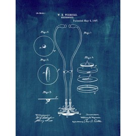 Stethoscope Patent Print Midnight Blue (5" x 7") M12365