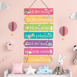 KAIRNE Unicorn Wall Decoration for Children's Room Girls, Unicorn Wall Art, Rainbow Wooden Sign with Saying, Inspirational Quotes Wall Picture, Animals Wall Sign for Baby Room, Bedroom, Gift, Door