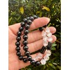 Black Tourmaline and Selenite Crystal Bead Bracelet 8mm, Wholesale Genuine