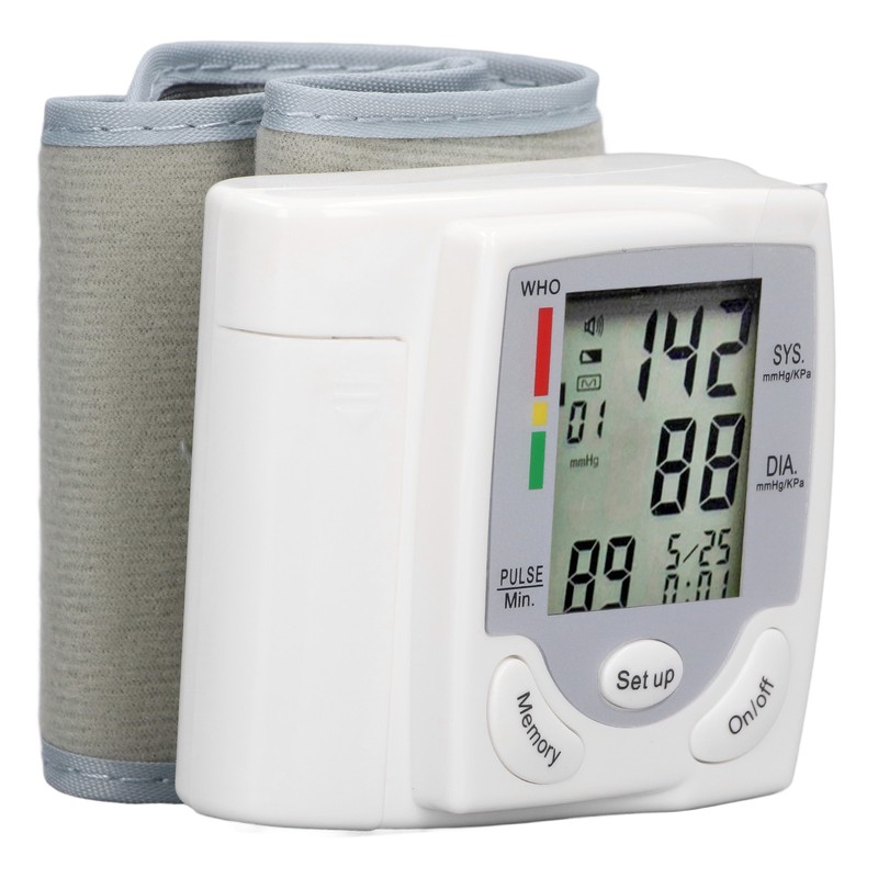 Wrist Blood Pressure Monitor Adjustable Cuff Large LCD Display Digital