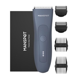 Manspot Premium Electric Body Hair Trimmer for Men - Waterproof Wet & Dry Groomer, Rechargeable Cordless Clippers for Chest Back Arms - Gym Ready Travel Friendly Green Trimmer with Comfort Design-dealsforyoudays:_Blue