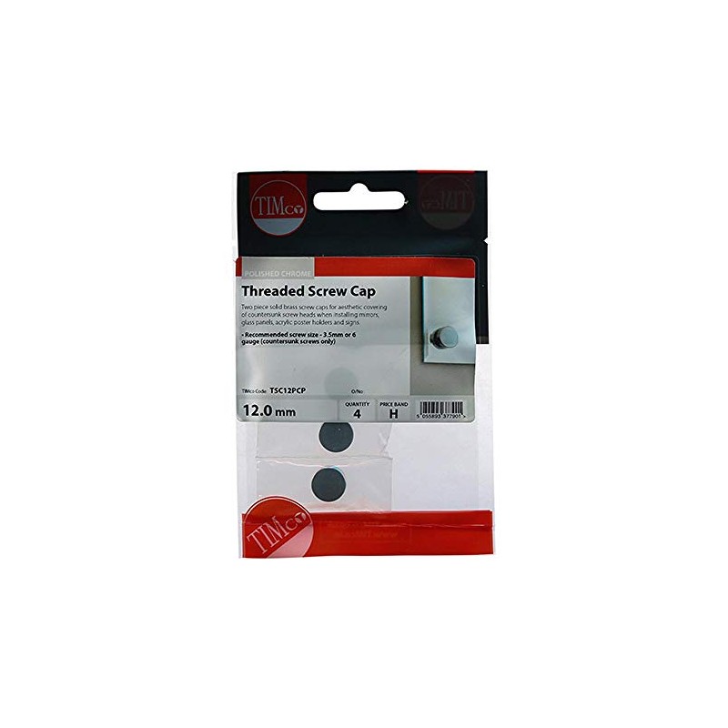 TIMCO Threaded Screw Caps Solid Brass Polished Chrome - 12mm