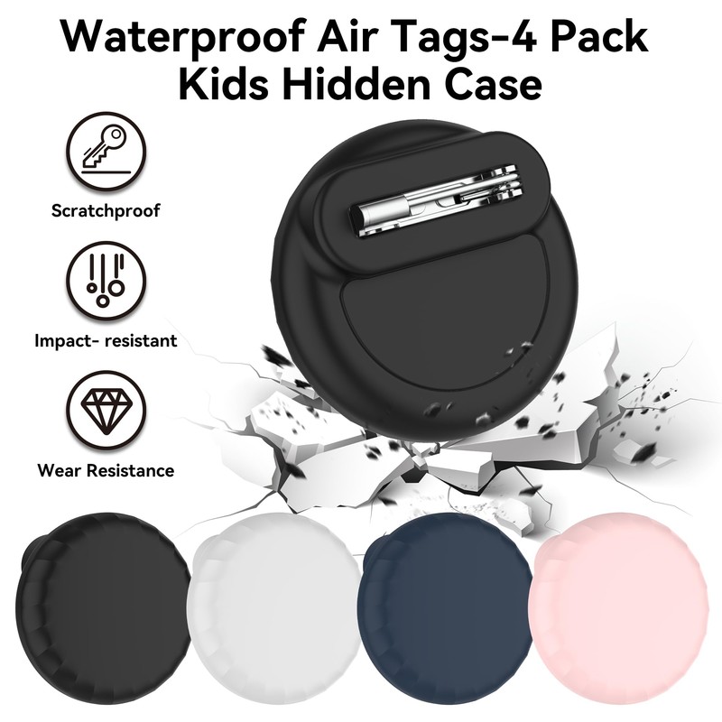 4 Pack Waterproof AirTag Holder for Kids, Air Tag Silicone