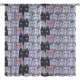 Wusihorld Cat Blackout Curtains Home Decor,The Cats Funny Rod Pocket Thermal Insulated Drapes Darkening Window Curtain for Girls Boy Bedroom Living Room 42 x 63 Inch