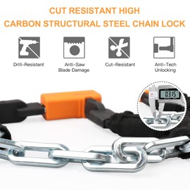 INTEKIN Bike Chain Lock 3FT Long 8mm Thick Steel Chain Heavy Duty Bike Lock Anti-Theft Bicycle Chain Lock with 3 Keys for E-Bike, Motorcycle, Fence