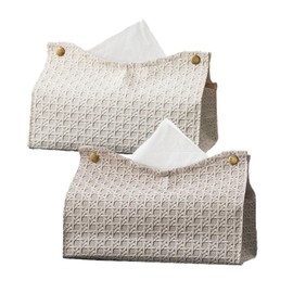 Counius Pack of 2 Tissue Box, Tissue Box Made of PU Leather, Rectangular Modern Cosmetic Tissue Box, Tissue Box, Napkin Dispenser, Refillable Napkins Organiser for Home, Office, Bathroom, Car