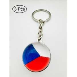 LLBFHH 3 Pcs Czech Republic Flag Key Chain,Cool Keychain for Car Keys, Stainless Steel Keyrings & Keychains,Used for Home Decoration, Jewelry Hanging Decorations.