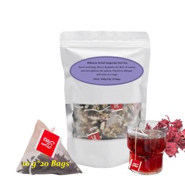 Organic Hibiscus and Dried Tangerine Peel Tea - 20 Tea Bags (10g Each) - Roselle Flower Tea
