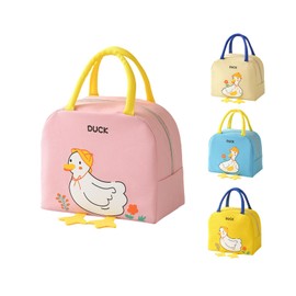 UICIOP Kawaii lunch bag cute cartoon duck lunch box women's reusable warm lunch handbag (Pink,One Size)