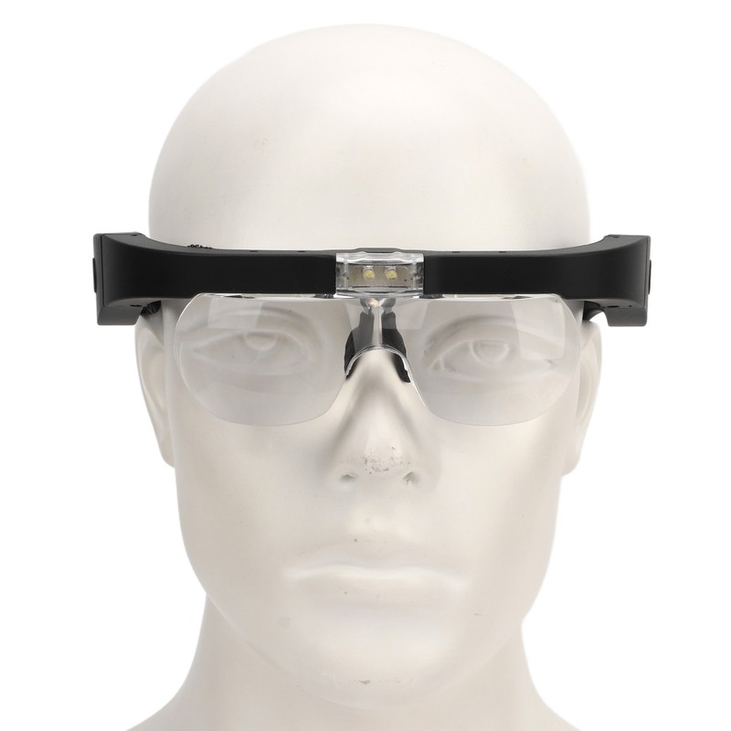 Headband Magnifying Glass Adjustable LED White Light 4 Interchangeable Lenses