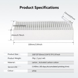 2PCS 3D Printer Air Filter Cartridge for FLASHFORGE Adventurer 5M Pro/Adventurer 5M, Air Purifier Filter Replacement, Easy to Install 3D Printer Accessories Ultra-Absorption for 3D Printing Filament