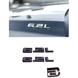 2Pcs Overlay 6.2L Emblems Badge Compatible for Silverado 2019-2022 Hood Emblem (Matte Black)