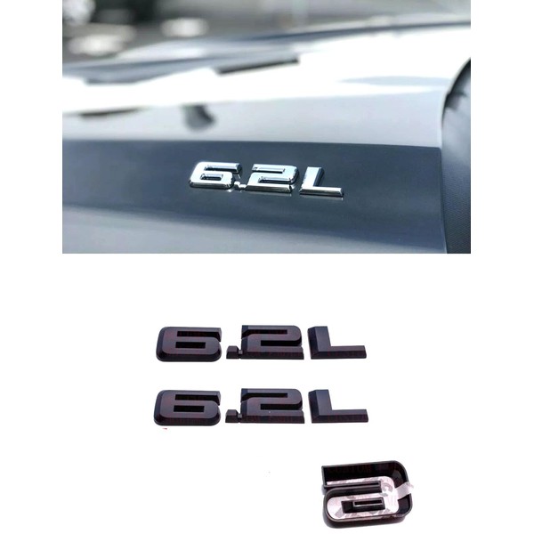 2Pcs Overlay 6.2L Emblems Badge Compatible for Silverado 2019-2022 Hood