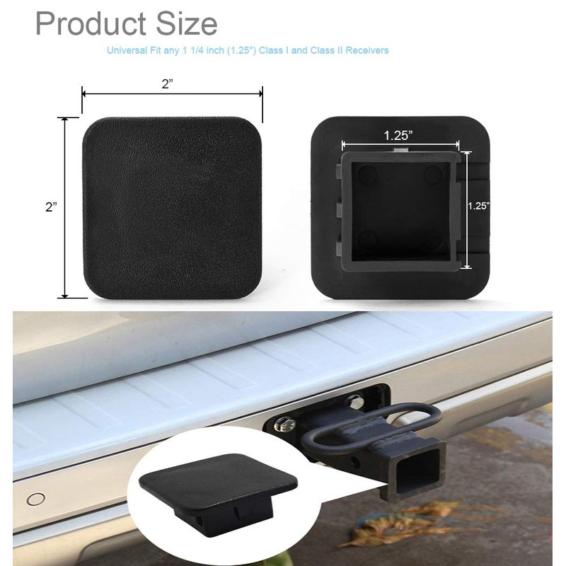 CyanHall 1.25” Black Trailer Hitch Tube Rubber Cover Plug, Fits