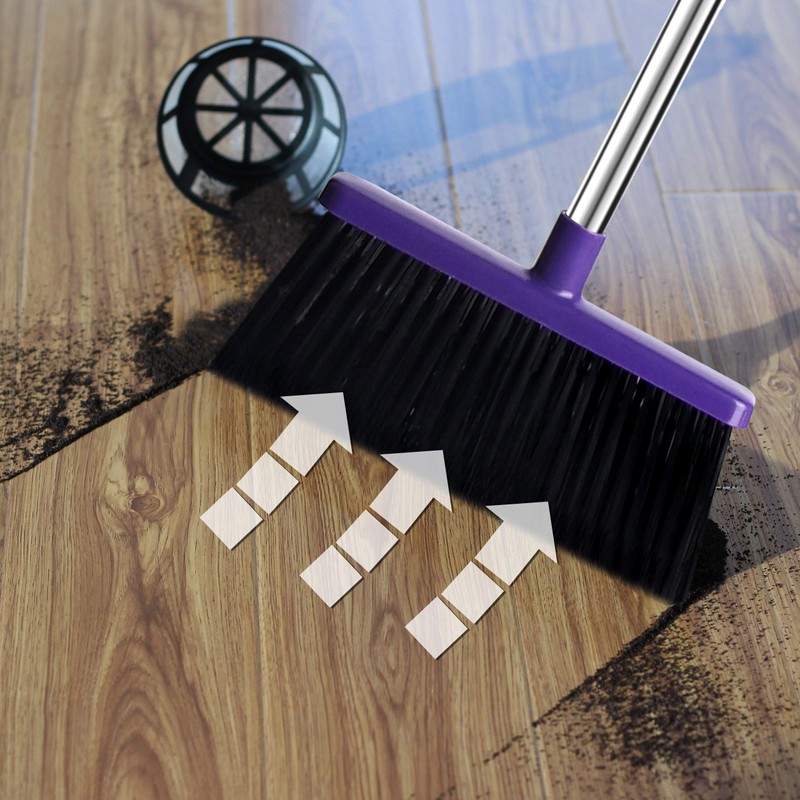 Broom and Dustpan Set, Upright Purple Broom with Dustpan Combo