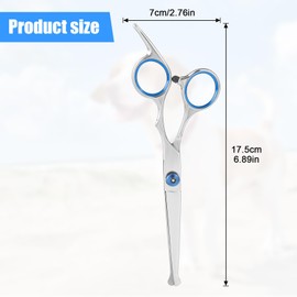 Dog Shears 7 Inches Curved Dog Grooming Scissors Stainless Steel Round Tips Pet Thinning Shears Professional Hair Cutting Scissors for Dog Cat on Face Paw Hair Trimming Right Left Handed