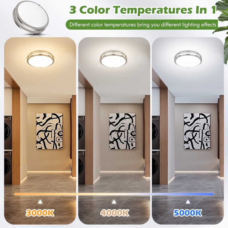 2-Pack 36W LED Ceiling Light Fixture (450W Equiv), 12IN Modern
