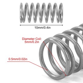 GUNGY Compression Spring Stainless Steel Spring Compression Springs 10 mm Wire Diameter 0.5 mm Outer Diameter 5 mm Length 10 mm Maximum Spring Force 0.4 kg Pack of 20