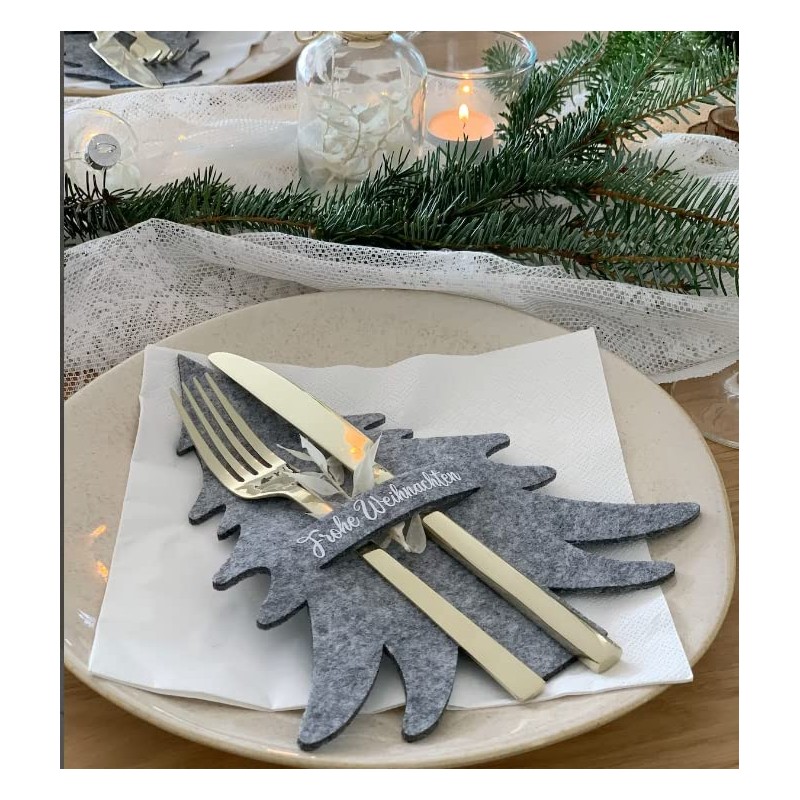 MKISHINE Christmas Decoration Cutlery Bag Table Decoration Felt Christmas Tree