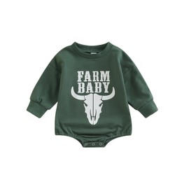 ZyHwShine Western Baby Outfit Newborn Boy Girl Cow Print Sweatshirt Romper Bodysuit Sweater Onesie Fall Winter Clothes (Farm Baby,6-12 Months)