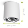 linovum Cori Pivoting Surface-Mounted Spotlight, White and Brushed Aluminium with