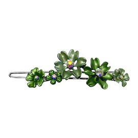 Flower Barrette In Lovely Colors Equipped with Snap-on Clip for Thin Hair YY86400-11green