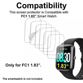 smaate Compatible with GRV FC1 1.83” Smart Watch, Soft Screen Protector, TPU, 6-pack, Full Coverage, Bubble Self-healing