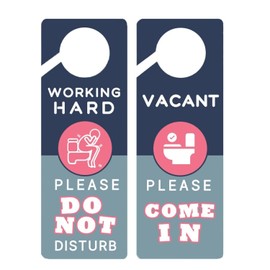 MUKA Working Hard Please Do Not Disturb Door Hanger Sign Funny Bathroom Occupied Sign Bathroom Vacant Please Come in Sign
