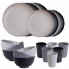 Rubtlamp 24Pcs Kitchen Plastic Wheat Straw Dinnerware Set,Dinnerware Sets for