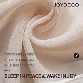 Joydeco - Juego de 2 Paneles de Cortinas Transparentes de Lino de 63 Pulgadas de Largo, con Bolsillo para Barra, Cortinas largas y Transparentes para Ventana, recámara, Sala de Estar, Paneles Ligeros