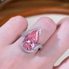 925 Sterling Silver Pink Water Drop Rings AAA Zircon CZ