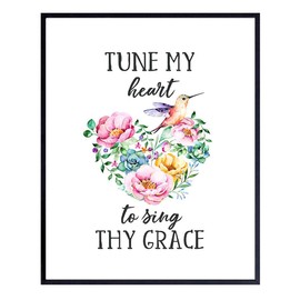 Scripture Wall Decor - Religious Wall Art for Bible Study Group - Christian Gifts for Women, Musician, Music Fan, Pastor - Blessed Wall Decor - Church Decorations - God Wall Art - Flowers Hummingbird