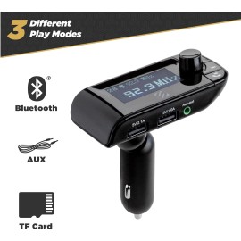SCOSCHE Bluetooth 5.0 FM Transmitter with Dual USB Chargers, LCD, Aux, Hands-Free Car Ki
