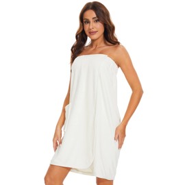 vislivin Women's Terry Towelling Sauna Kilt Sauna Towel Women Sauna Kilt with Press Studs and Elastic Band White L, White
