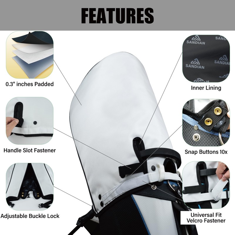 SANDIAN, Golf Bag Rain Hood Cover V3 Cape, Upgraded Version