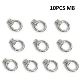 Lependor M8 Metric Ring Shape Lifting Eye Nut 304 Stainless Steel Lifting Eye Threaded Nut Fastener - 10 Pcs M8 (5/16"）