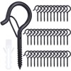 MANICAF Pack of 36 Screw Hooks, Black, Hooks for Screwing