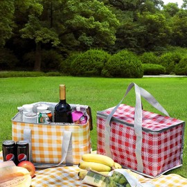 Insulated Picnic Bag 14L Picnic Baskets Shopping Bag Cooler Thermos Beach Bag Picnic Bag Tote Thermal Food Delivery Bag (Green)