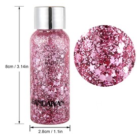 Body Glitter Gel Liquid Glitter Festival Glitter Chunky Glitter Long Lasting Sparkling DIY Crafts Pink