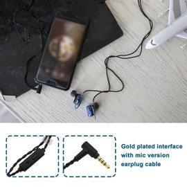 Detachable Dual PIN Silver-Plated Oxygen Free Copper OFC In Ear Earphone Cable With Microphone Gold Plated 3.5mm Plug 0.78mm 2-Pin Connector Earbuds Upgrade Cable 1.2M