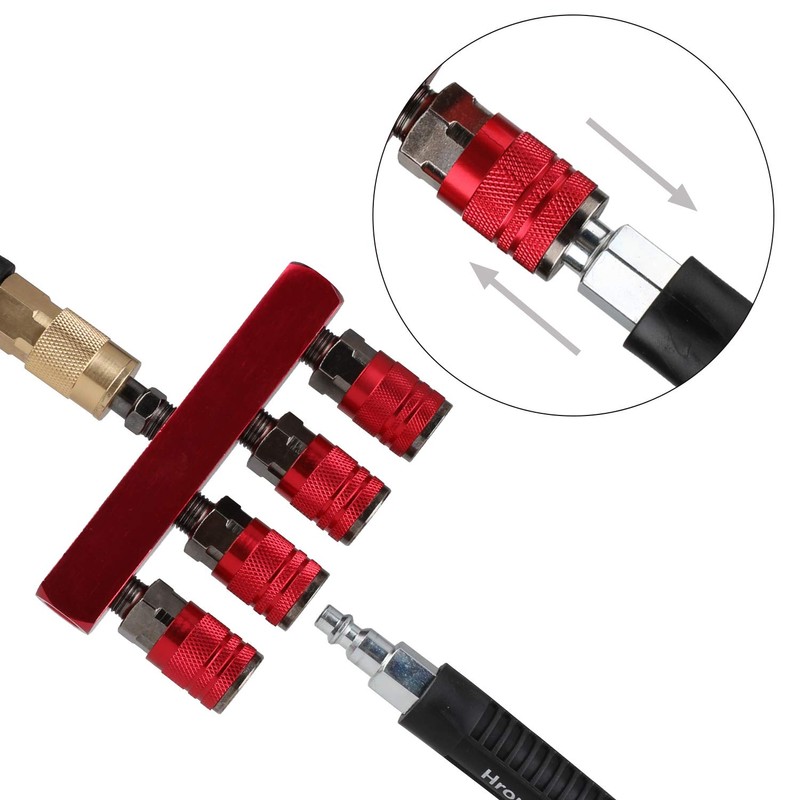 Hromee 4-Way Straight Air Manifold 5 Ports Aluminum Industrial Pneumatic