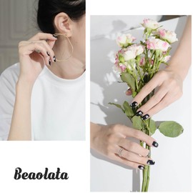 Beaolata Nail Polish Strips, 32PCS Salon Quality Wraps, Long Lasting Gel Nail Stickers for Women Easy Apply& Remove (Night Black)