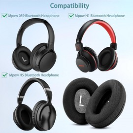 HAIZEEN Ear Pads Compatible with Mpow 059 / H1 / H5 Bluetooth Headphones Ear Pads Replacement Cushion (Breathable Fabric / High-Quality Foam)