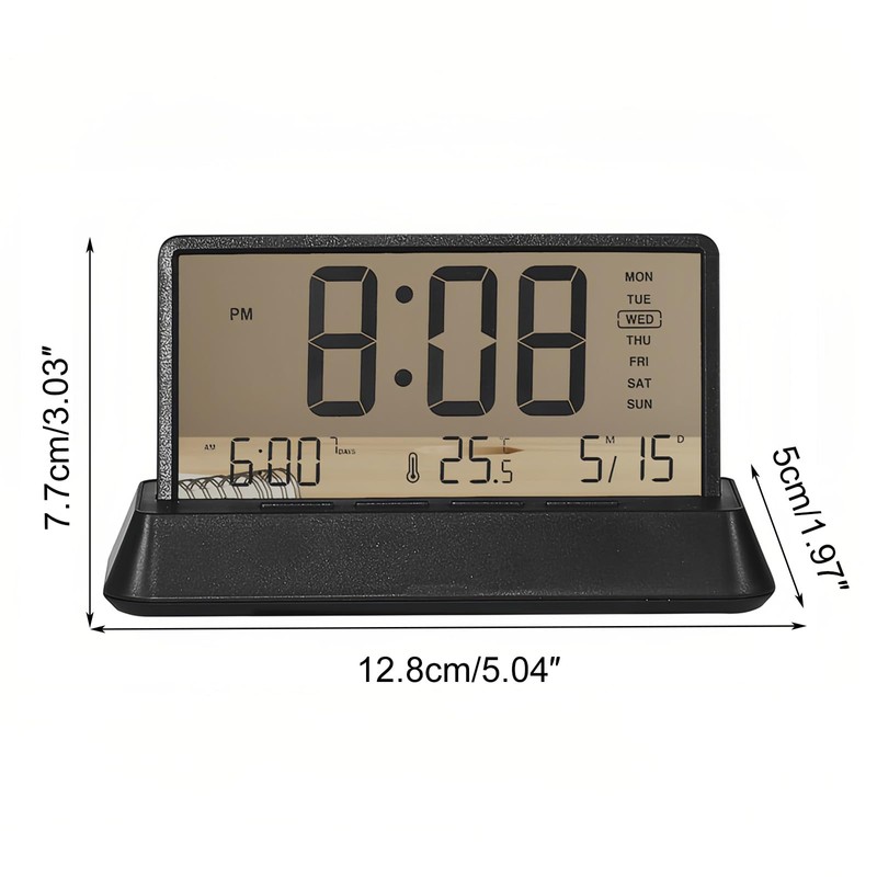 Lancoon LCD Digital Alarm Clock with 3 Alarms Transparent Temperature