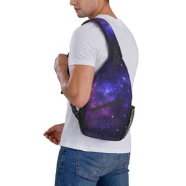 NISENASU Patterned Sling Bag Crossbody Backpack,Adjustable Chest Bag Casual Shoulder Backpack Travel Hiking Daypack Unisex, Space Galaxy Abstract Background, One Size, Crossbody